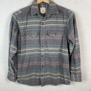 VTG Red Head Shacket Shirt Jacket Gray Striped Size Lg Button Flannel Rugged‎